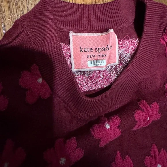 Kate Spade Marker Floral Knit Sweater Blouse w/ Pink & Red Floral Design- Medium - Picture 4 of 7